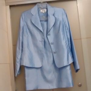 Le Suit Blue Career Skirt Suit